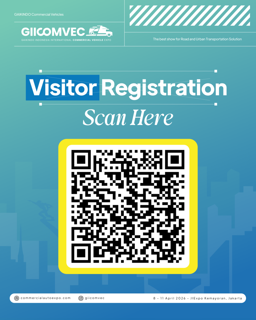 Kode QR pendaftaran pengunjung GIICOMVEC 2026 di JIExpo Kemayoran untuk akses pameran kendaraan komersial dan logistik.